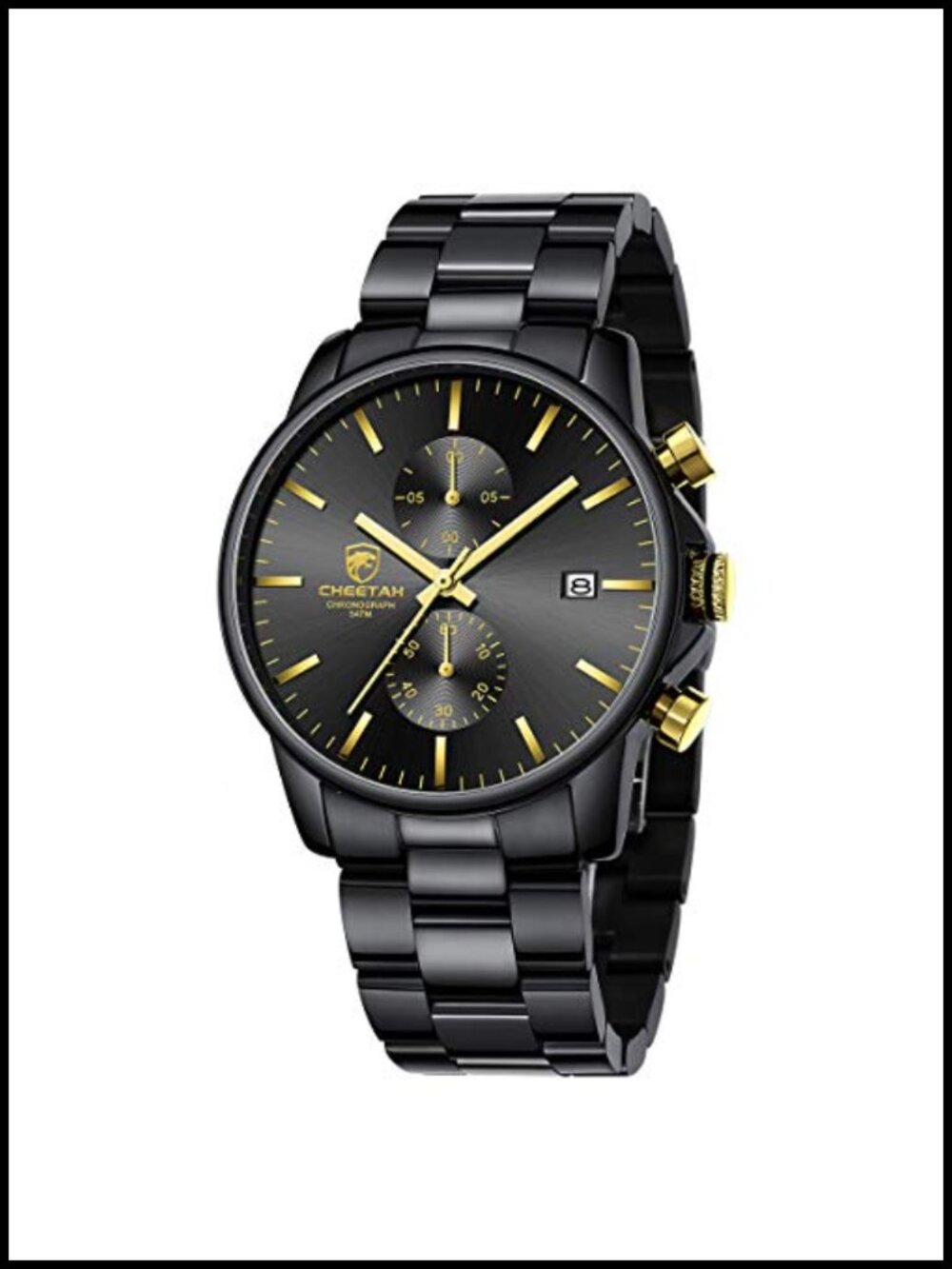 Mens Business Watch Stainless Steel Waterproof Chronograph Quartz Auto Date
